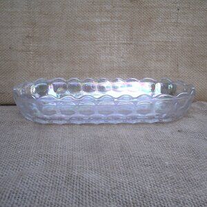 Vintage Federal Relish Serving Carnival Iridescent Glass Dish